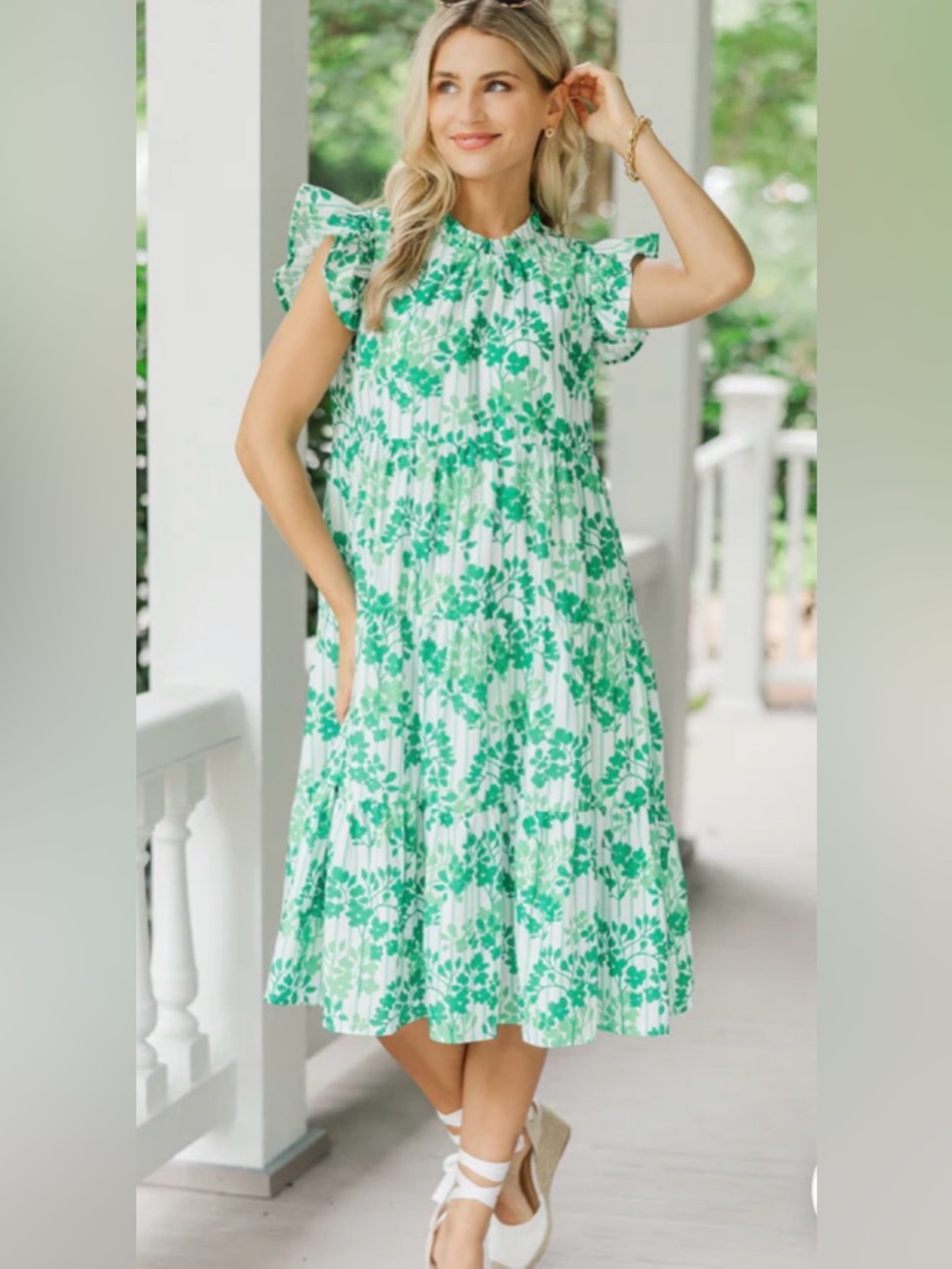 Shop the Mint Speak Your Mind Green Floral Midi Dress